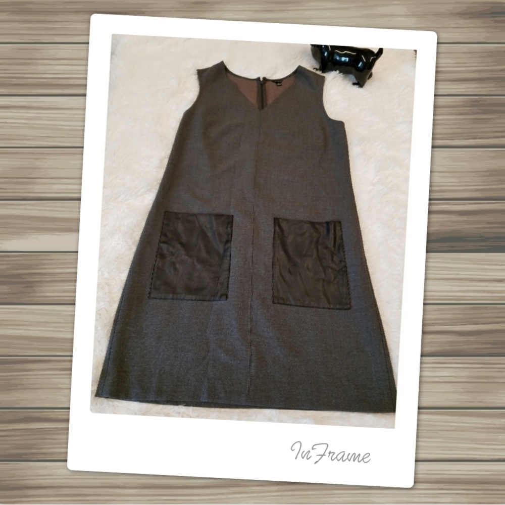 Ann Taylor Sleeveless Faux Leather Pockets Dress